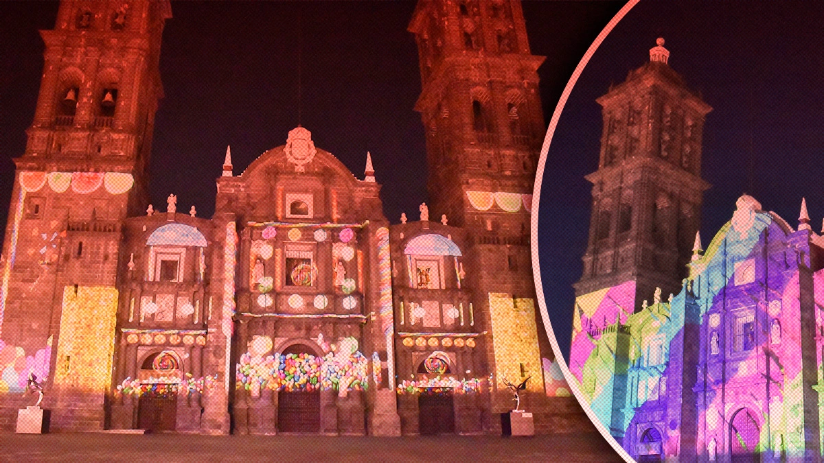 Proyección en la Catedral de Puebla