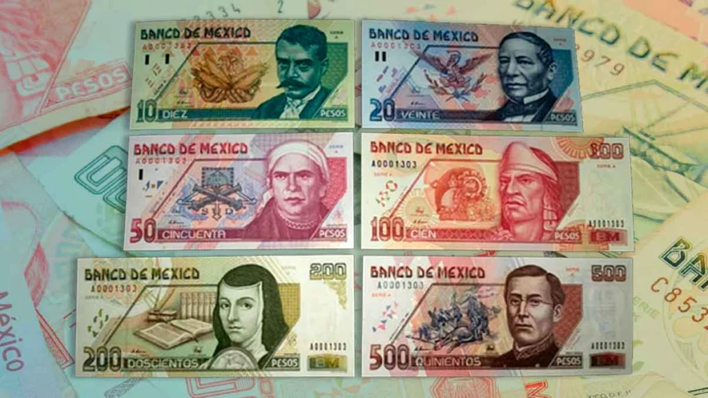 Billetes de diferentes denominaciones que se utilizan en México.