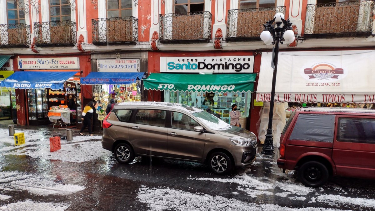 Granizada en Puebla capital.