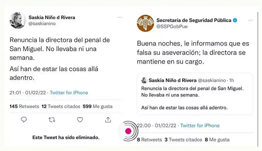 Post sobre María del Rayo Farfán.