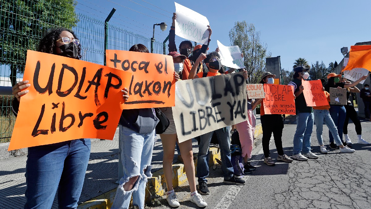Manifestación en la UDLAP.