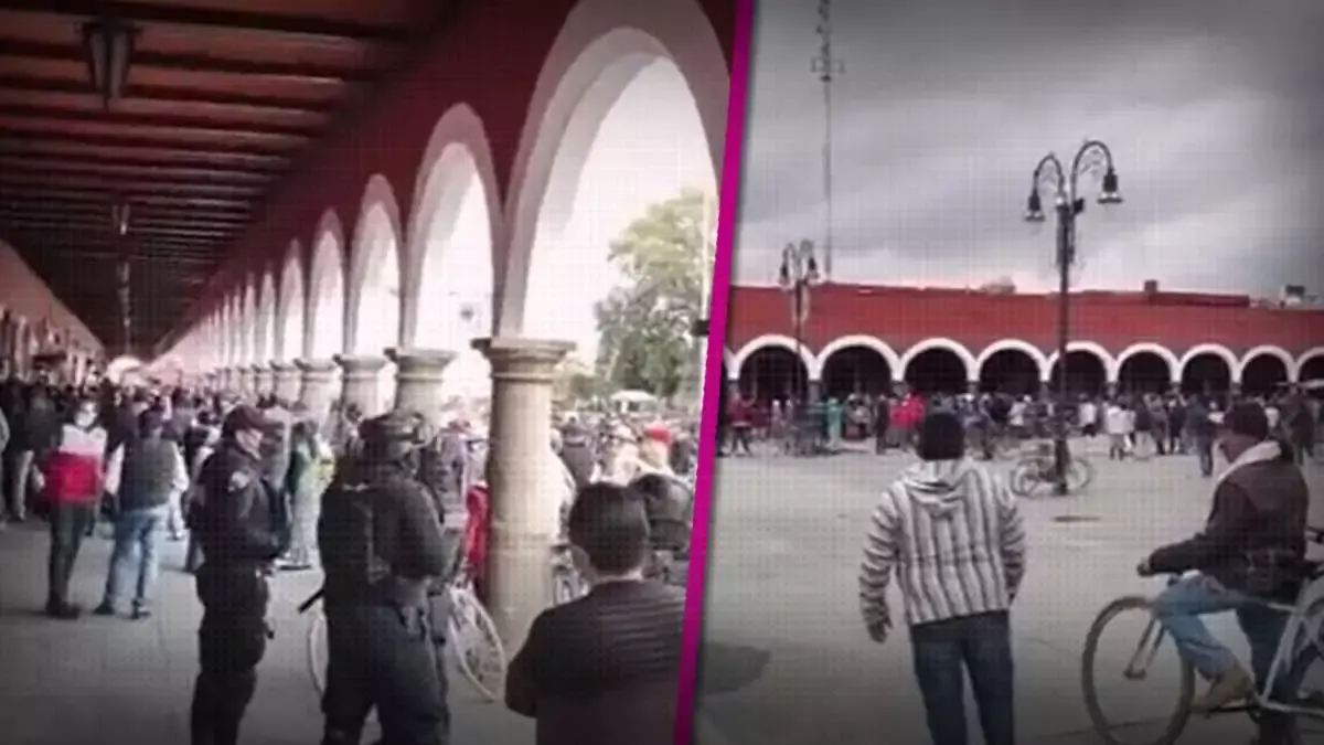 El regidor Alejandro Oaxaca arma manifestación en San Pedro Cholula.