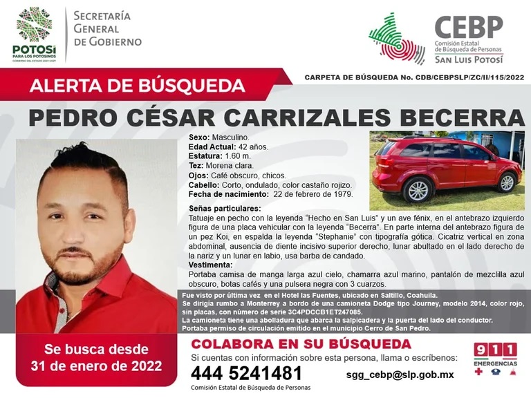 Ficha de desaparición de "El Mijis"