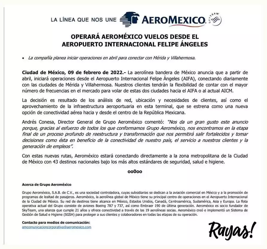 Aeroméxico, línea aérea de México.