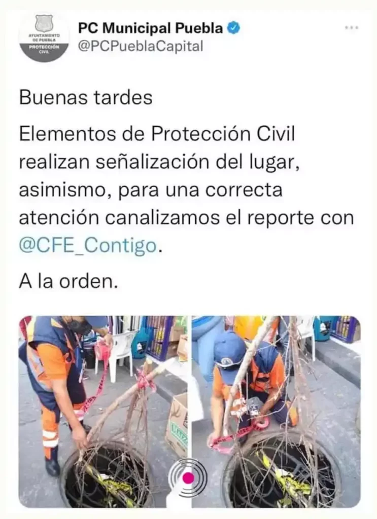 Este fue el post publicado por Protección Civil, y que después borró de sus redes sociales