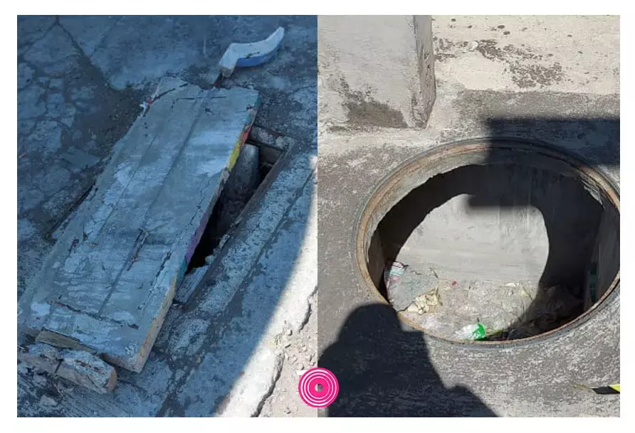 Cuidado con estos registros sin tapa en la ciudad de Puebla