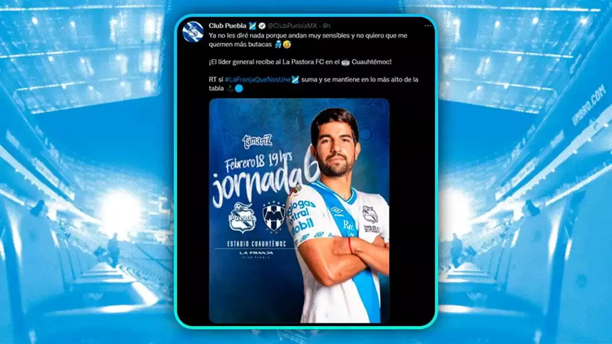 Club Puebla calienta el partido contra Rayados.