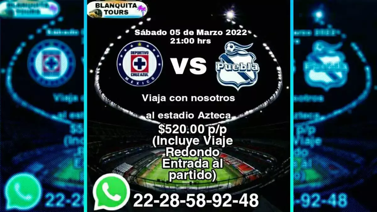 Viaja para el partido del Puebla vs Cruz Azul