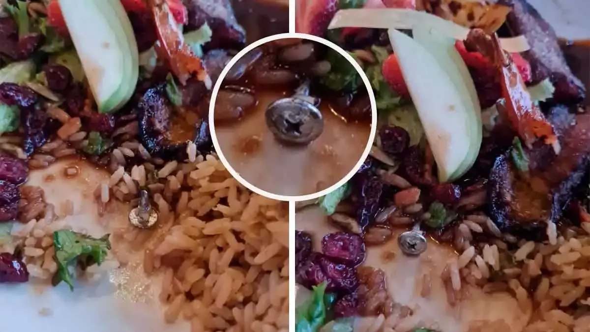 Encontraron un tornillo en la comida