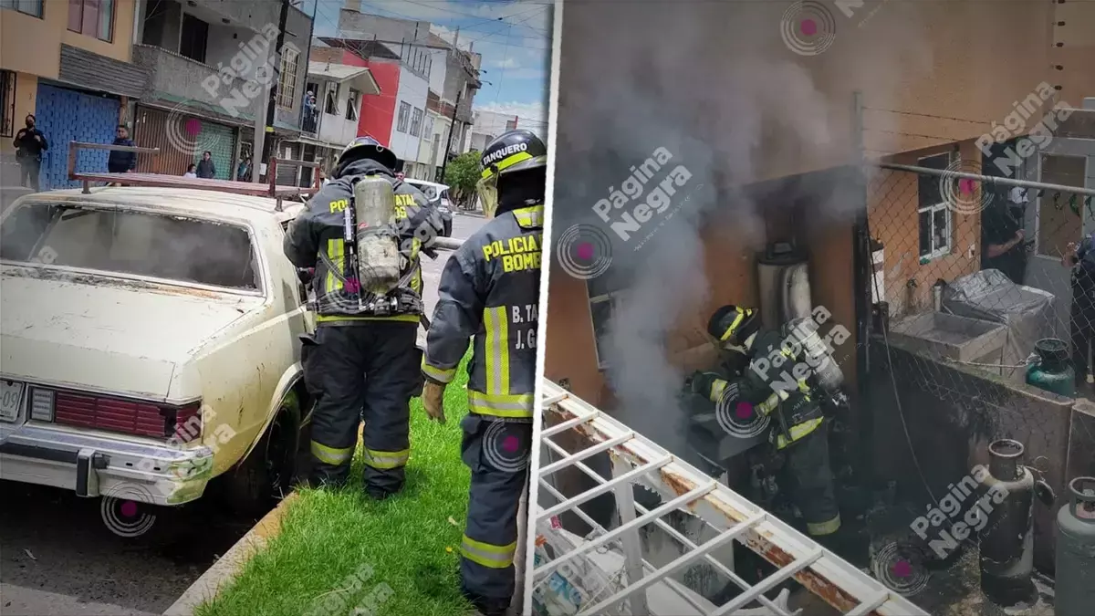 Incendios en Puebla dejan daños en una casa y en un vehículo.