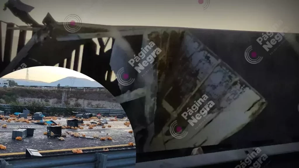 Pobladores rapiñan pollo tras volcadura en la autopista Puebla-Orizaba.