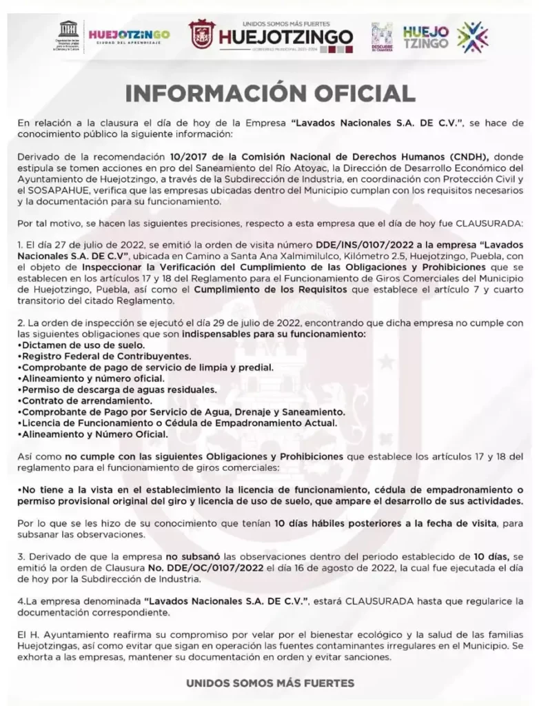 El negocio no cumple con la documentación necesaria para operar.
