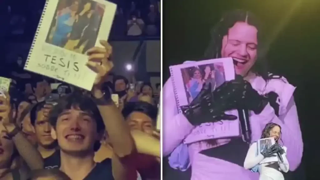 Fan mexicano le regala a Rosalía la tesis que hizo sobre ella.