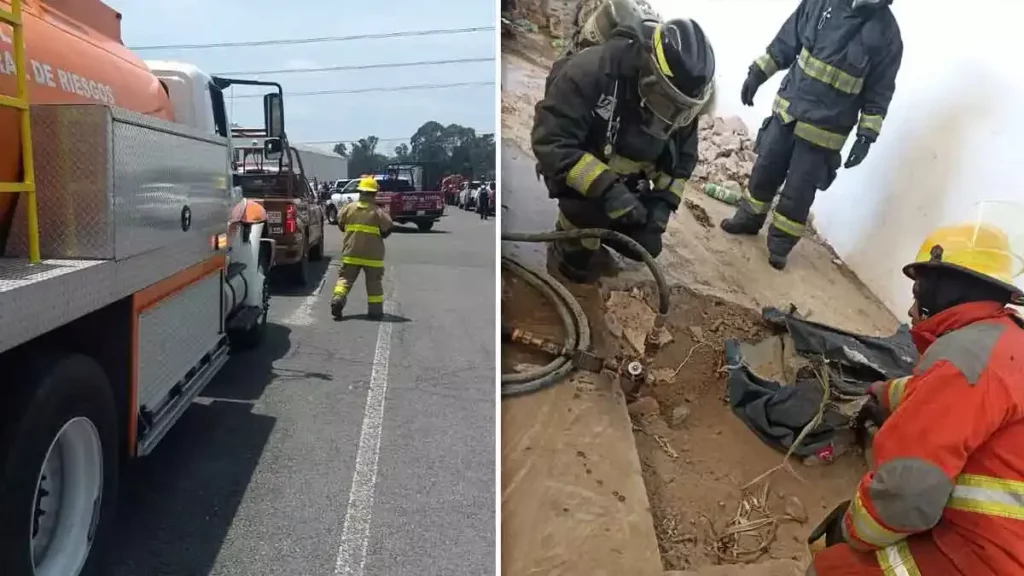Reportan explosión por toma clandestina en puerta de Volkswagen.