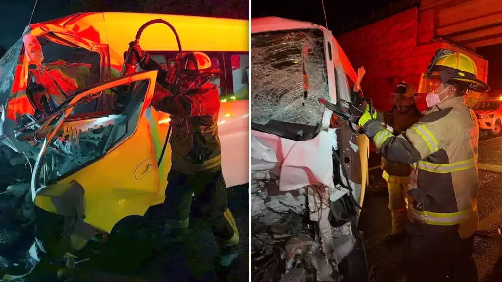 Choque de dos camionetas deja un muerto y 11 heridos en Acajete.