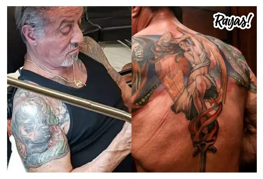 Silvester Stallone luciendo sus tatuajes