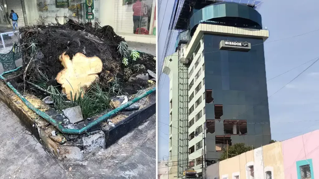 Así se ve el centro de Puebla después de la lluvia del lunes; hubo 40 reportes.