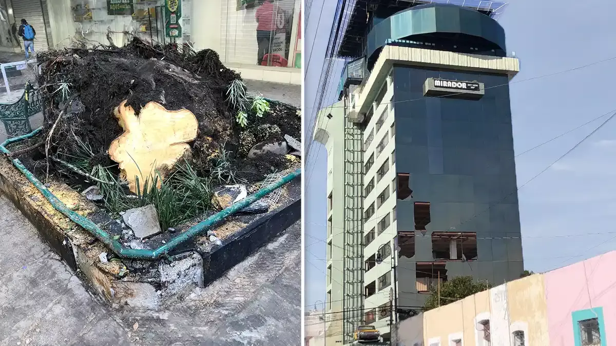 Así se ve el centro de Puebla después de la lluvia del lunes; hubo 40 reportes.