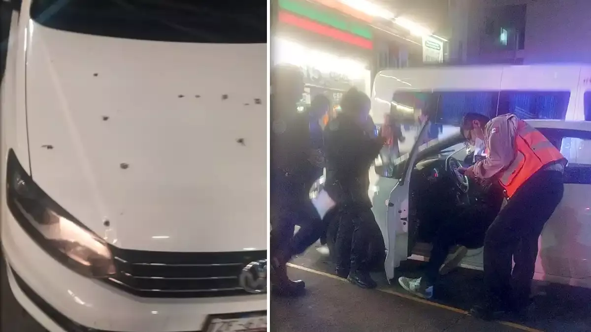 Por un pleito vehicular, un Uber es baleado en San Andrés Cholula.