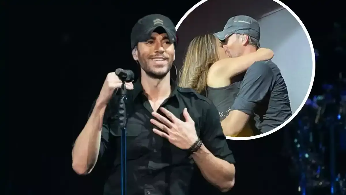 ¡Suertuda! Fanática se come a besos a Enrique Iglesias en concierto.