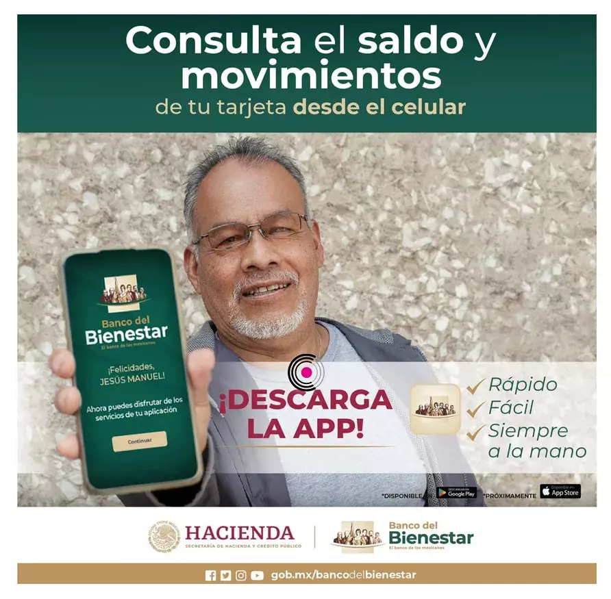 ¡Ya no hagas filas! Descarga la app del Banco de Bienestar.