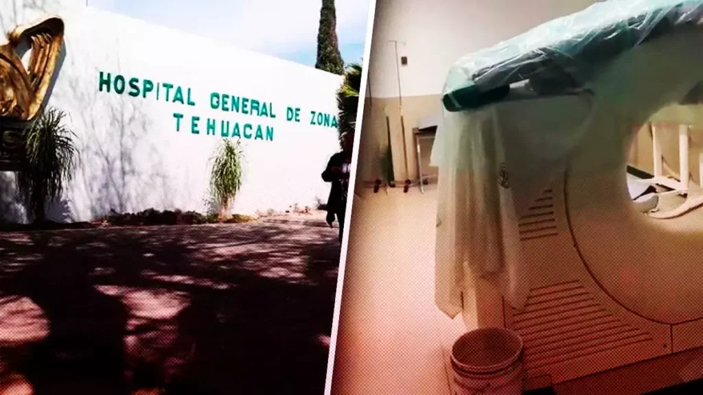 Tomógrafo de 5 millones bajo la lluvia en el IMSS de Tehuacán