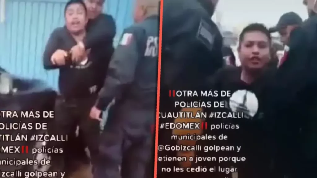 Policías se meten a la fila de pollos rostizados y un hombre los enfrenta