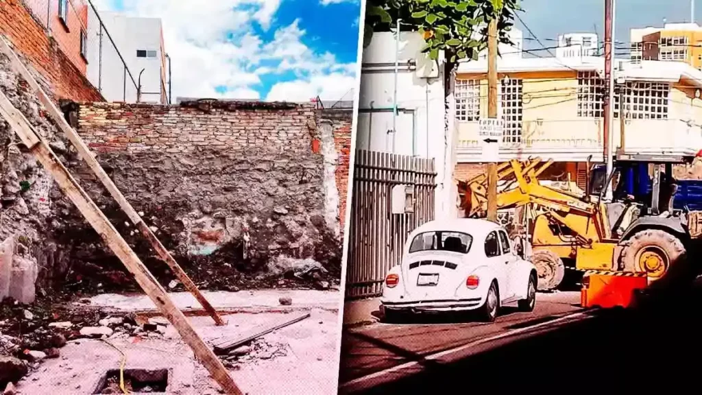 ¡Cuidado! Barda de casa abandonada en la colonia Amor genera riesgo inminente