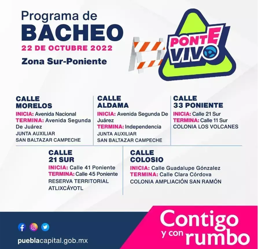 El programa de bacheo trabajará en 21 ubicaciones; conoce cada una