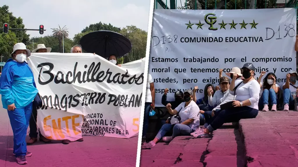 Otra vez, maestros de la Sección 51 del SNTE bloquean el 5 de Mayo