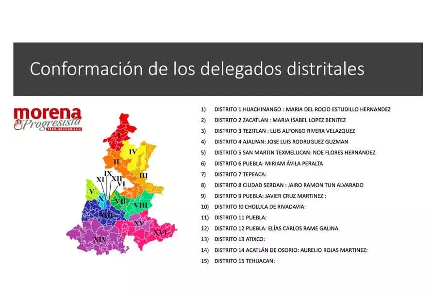 Delegados distritales de Morena Progresista, que promoverán a Marcelo Ebrard en Puebla