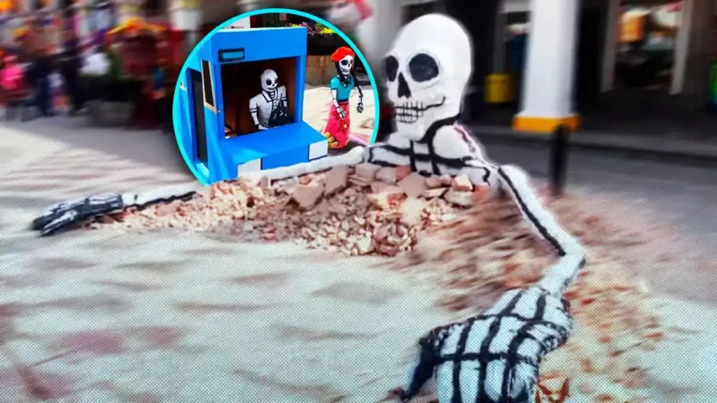 Artista poblano elabora calaveras de pet en Acatzingo