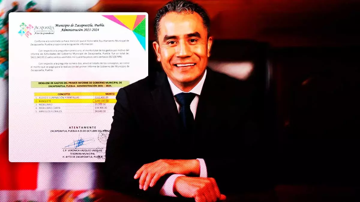 Alcalde de Zacapoaxtla gastó 422 mil pesos en su Primer Informe de Labores