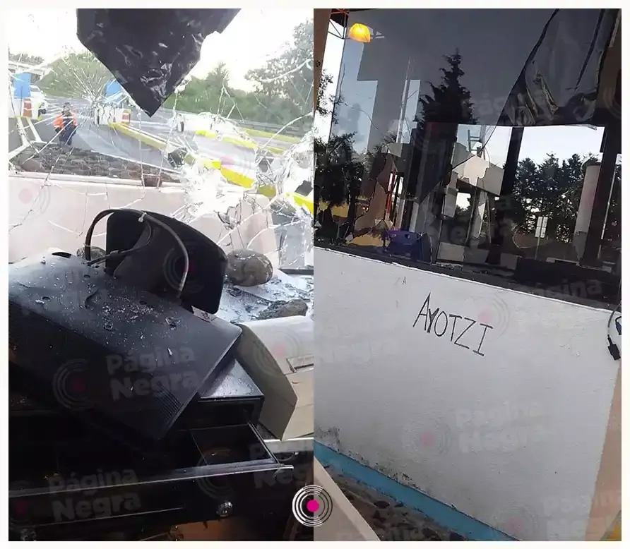 Normalistas de Teteles toman y destrozan la caseta de Atempan.