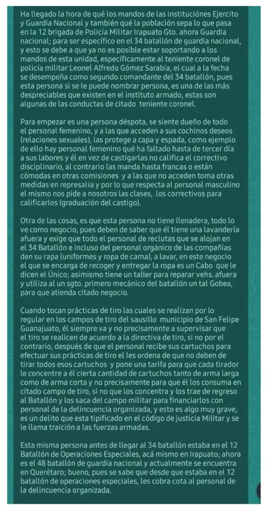 Escándalo en Guardia Nacional: sargentos acusan a mandos de Guanajuato de apoyar al narco