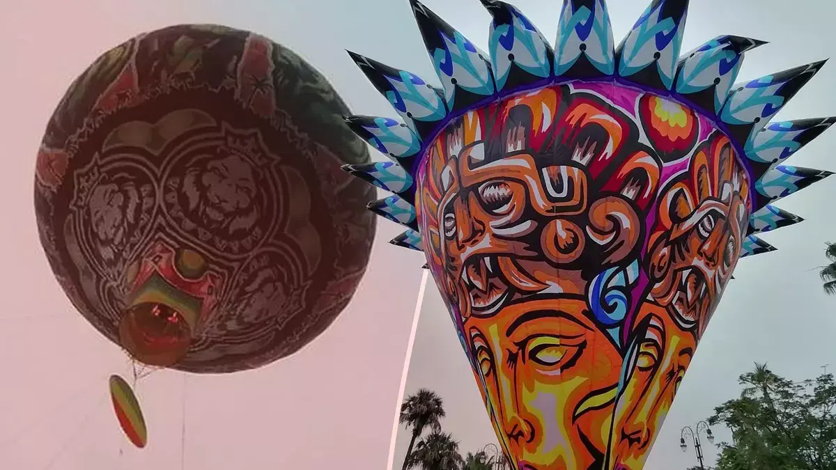 Globos gigantes de papel y colores inundaron los cielos de Tuzamapan, Puebla