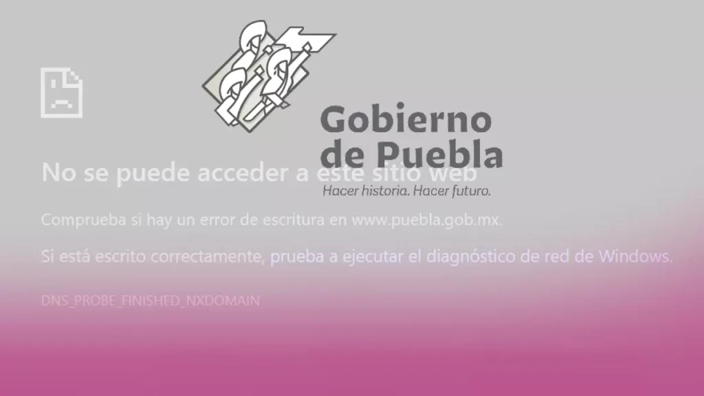 Se caen páginas web del Gobierno de Puebla por falla en servidor de internet.