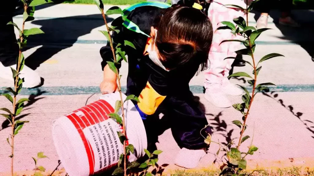 Encabeza Mundo Tlatehui Jornada de Forestación en el preescolar del CEDAT
