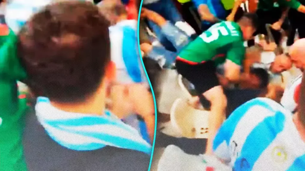 ¡Pelea! Se calentaron los ánimos entre aficionados de México y Argentina