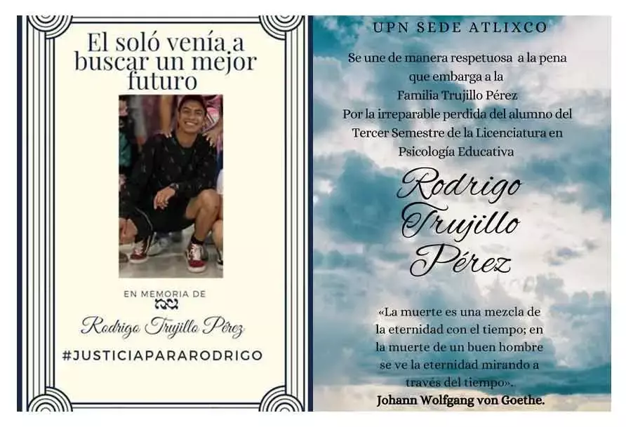 Rodrigo Trujillo, alumno de la UPN, uno de los ejecutados en Atlixco.
