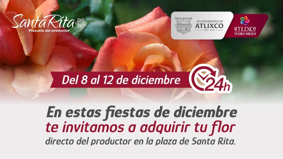 Adquiere tus flores y rosas en la plazuela del productor Santa Rita en Atlixco.