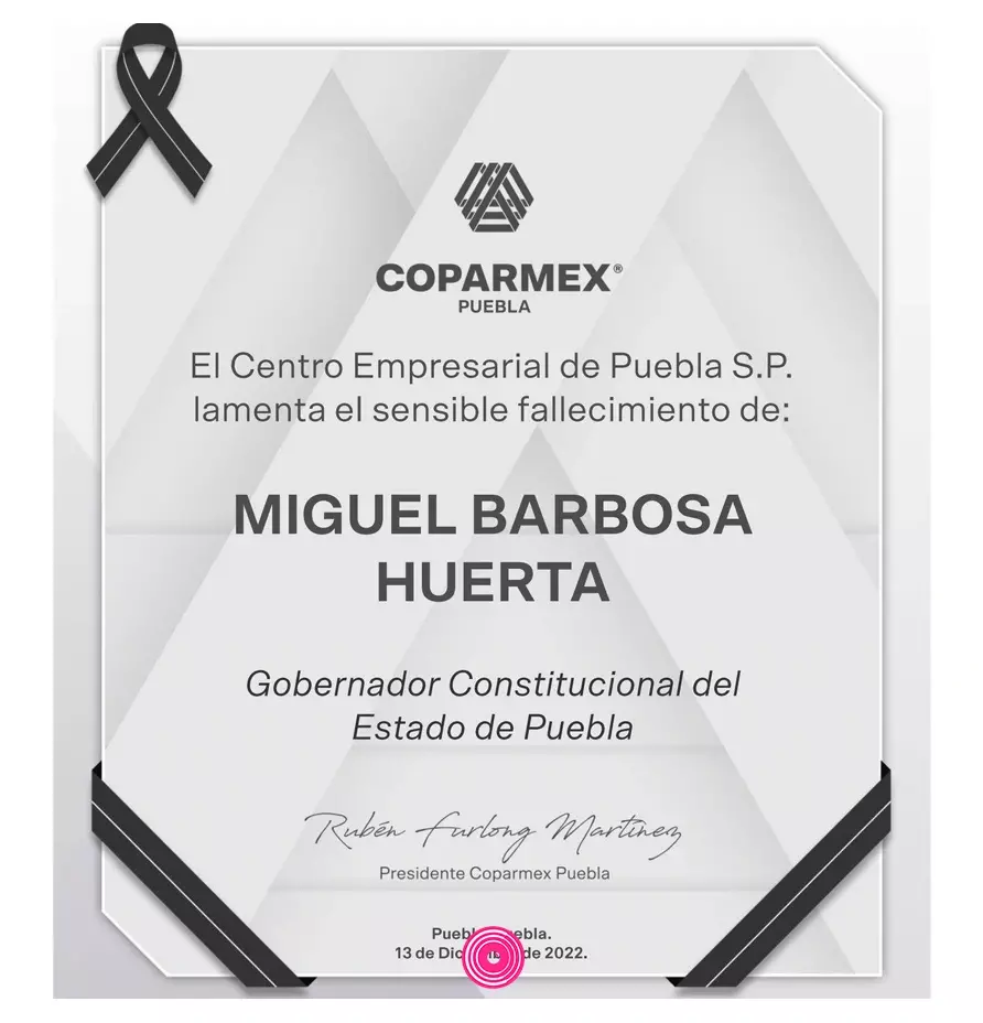 Empresarios y universidades poblanas lamentan la muerte del gobernador Miguel Barbosa