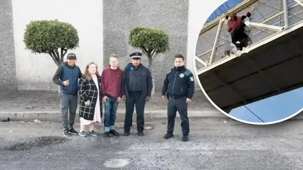 Policías de Cholula evitan que extranjero se aviente de un puente.