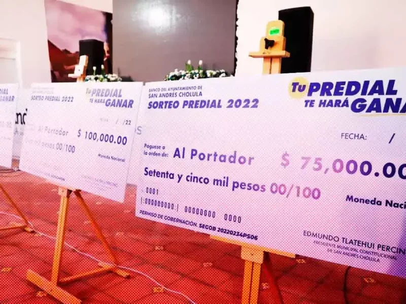 Realiza Ayuntamiento de San Andrés Cholula Sorteo Predial 2022