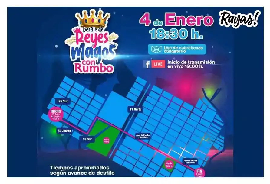 Cerrarán estas calles por el desfile de Reyes Magos en Puebla