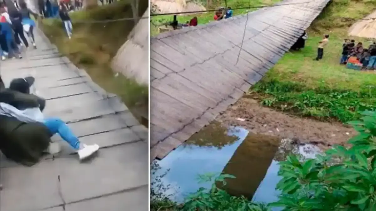 Puente colgante en parque de Chiapas colapsa; deja varios heridos.