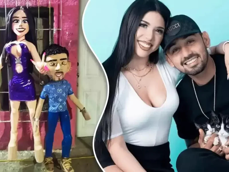 Crean piñata de Yeri Mua y Brian Villegas, su expareja, amenaza al negocio por acoso.