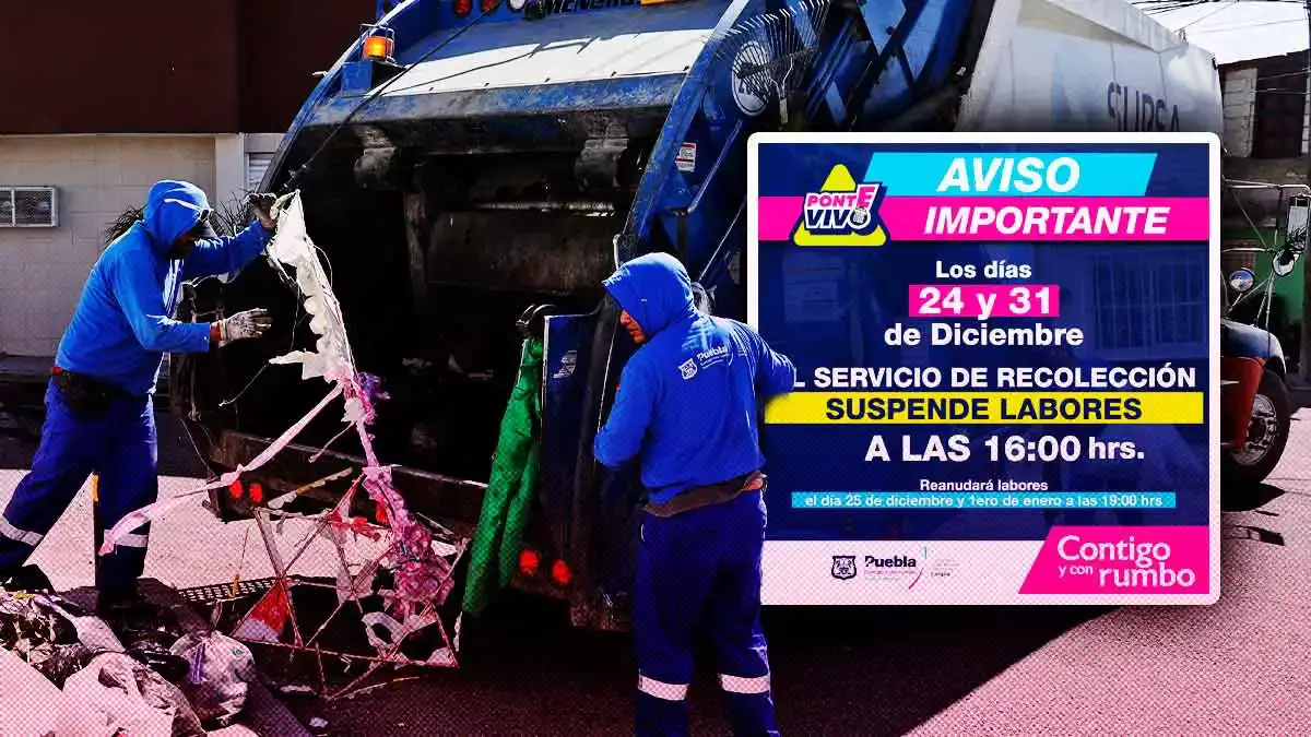 24 y 31 de diciembre el servicio de recolección de basura trabajará hasta las 16:00 horas