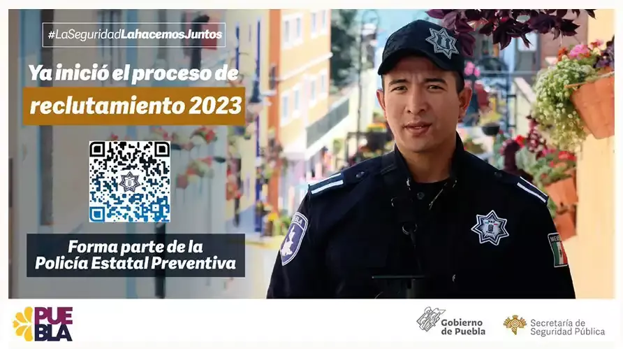 Esta es la convocatoria 2023 para unirte a la Policía Estatal de Puebla.
