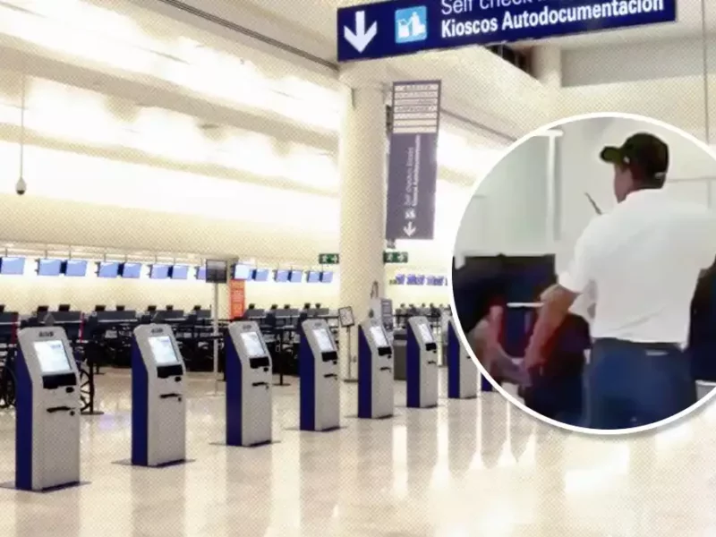 Poblano se clava unas tijeras en el cuello en el aeropuerto de Cancún